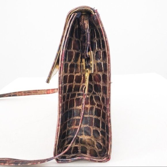 Vintage Leather Metallic Rainbow Crocodile Print Crossbody Bag - Picture 8 of 11